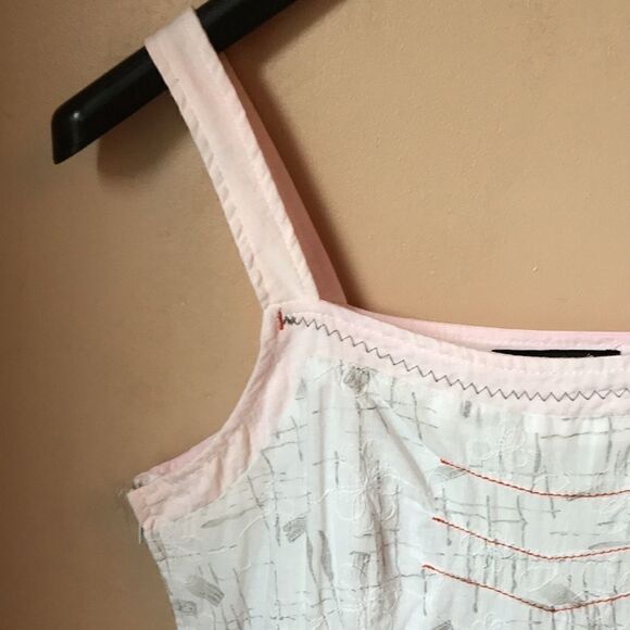 L33 White flounced Sundress Boho Prarie cottagecore twee kentucky derby! Cotton! - Picture 11 of 14